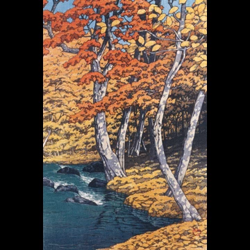 「日本風景集 東日本篇 奥入瀬の秋」 川瀬巴水 （1933年）