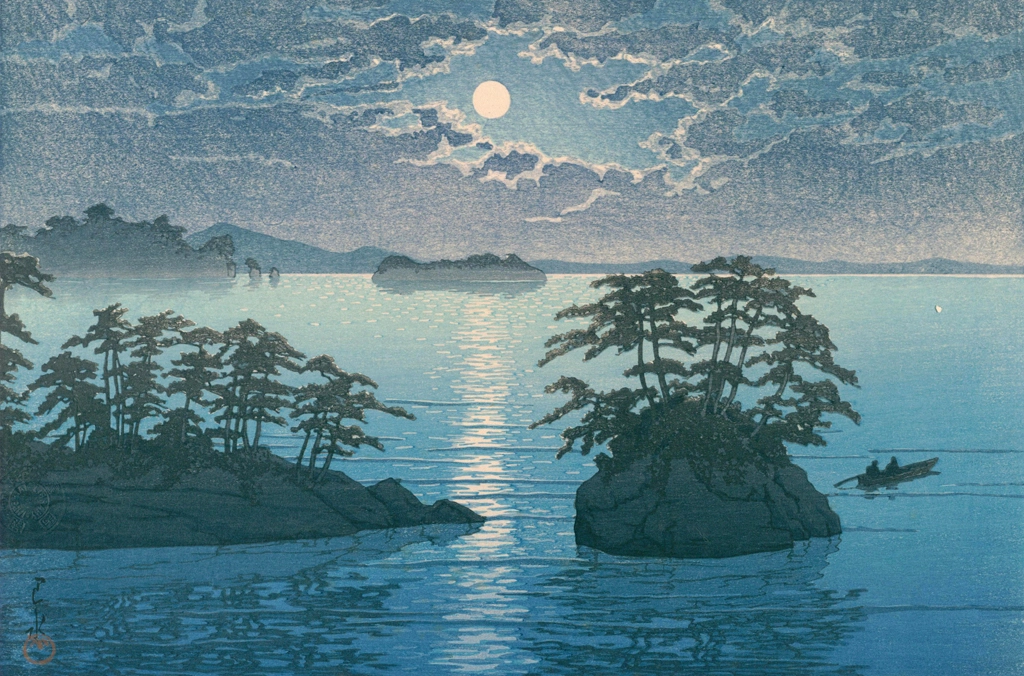 Japanese Sceneries, Eastern Japan Series: Futagojima Island, Matsushima by Hasui Kawase (1933) | from Kawase Hasui Woodblock Print Collection 2