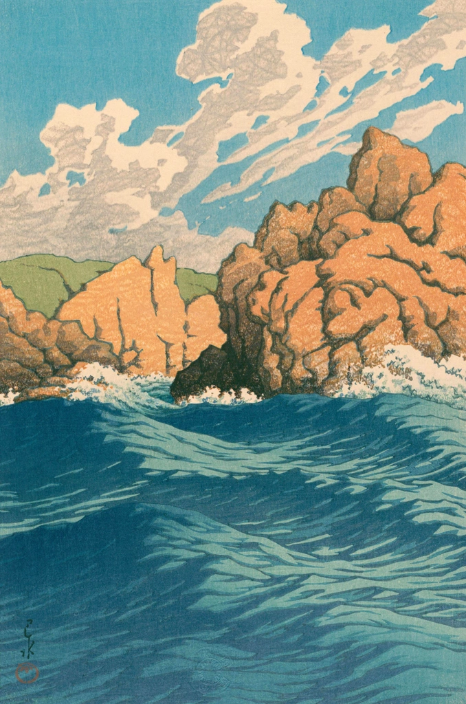 Japanese Sceneries, Eastern Japan Series: Hachinohe Same by Hasui Kawase (1933) | from Kawase Hasui Woodblock Print Collection 2