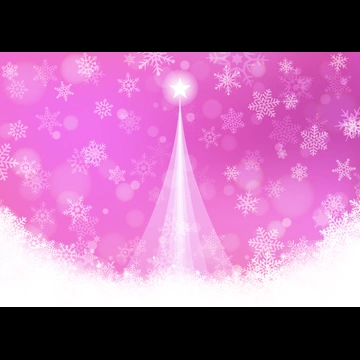 6種類の降り積もる雪の結晶とクリスマスツリーの背景イラストとベクター