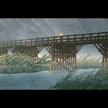 「今井橋の夕立」 川瀬巴水 （1932年）