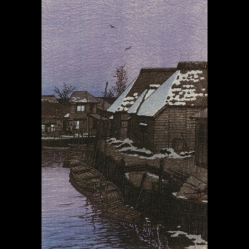 Lingering Snow at Urayasu by Hasui Kawase (1932)