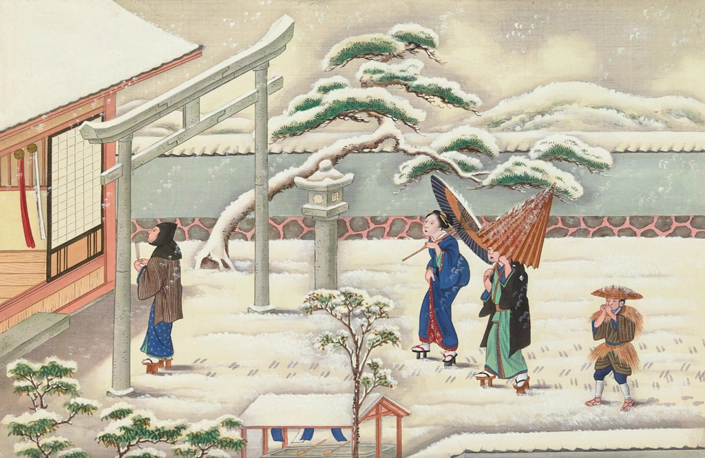 Visiting a Shrine in the Snow by Workshop of Kawahara Keiga (circa 1809-1829) | 1