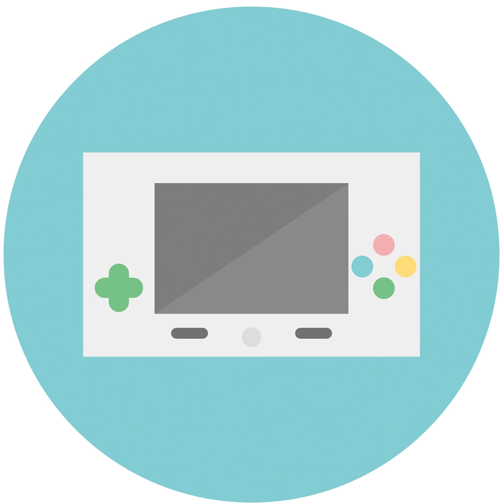 3種類の携帯型ゲーム機のアイコンイラストとベクター | 携帯型ゲーム機の丸型アイコン