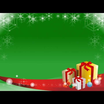 6種類の雪の結晶とクリスマスプレゼントの背景イラストとベクター
