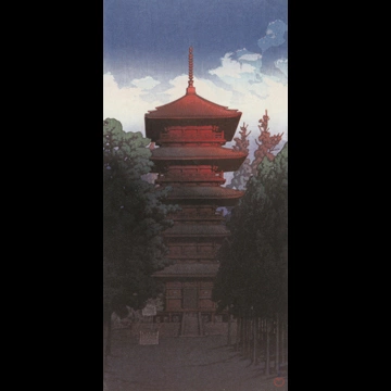 「池上本門寺の塔」 川瀬巴水 （1928年）