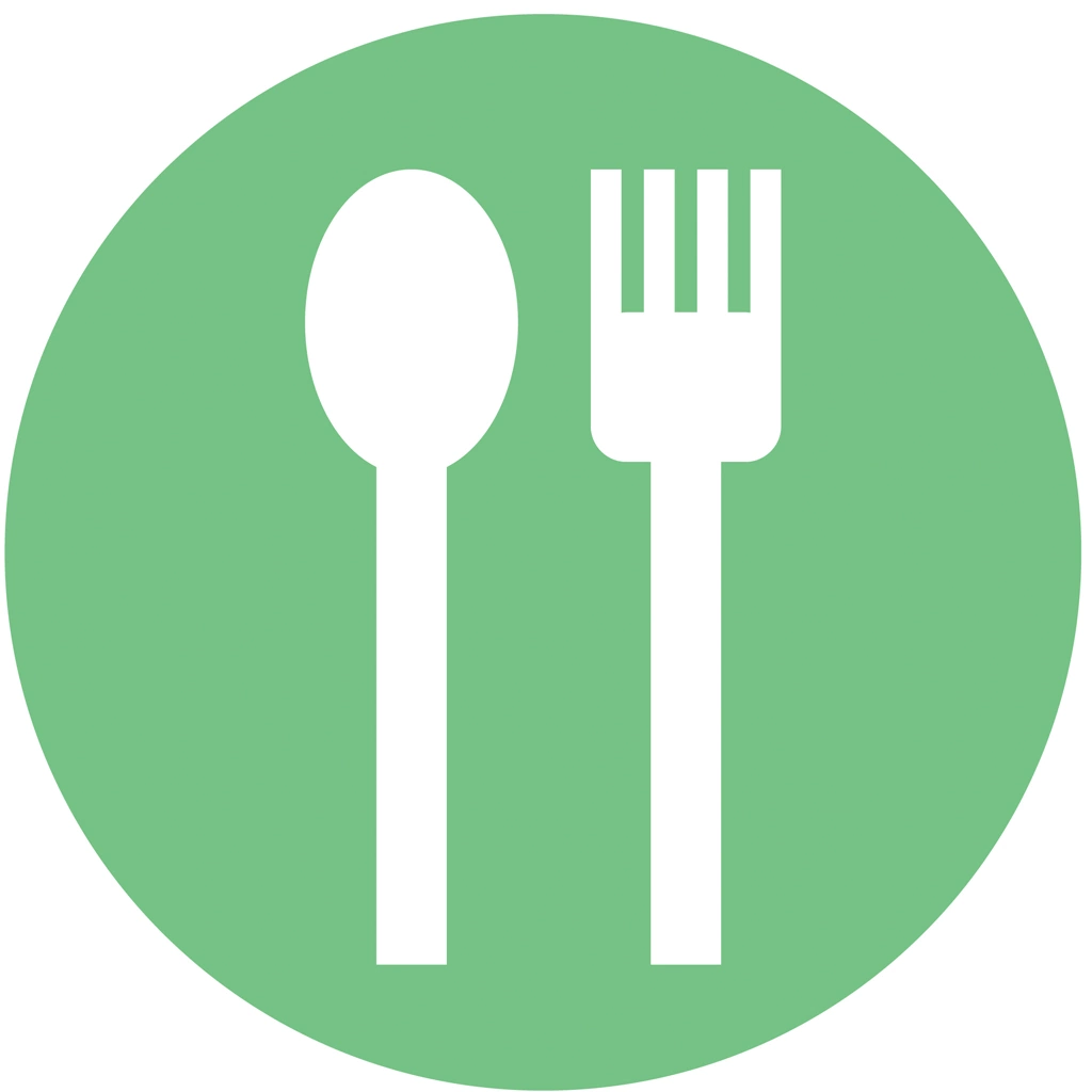 Set of 3 Spoon and Fork Icon Illustrations and Vectors | Spoon and Fork Circular Icon