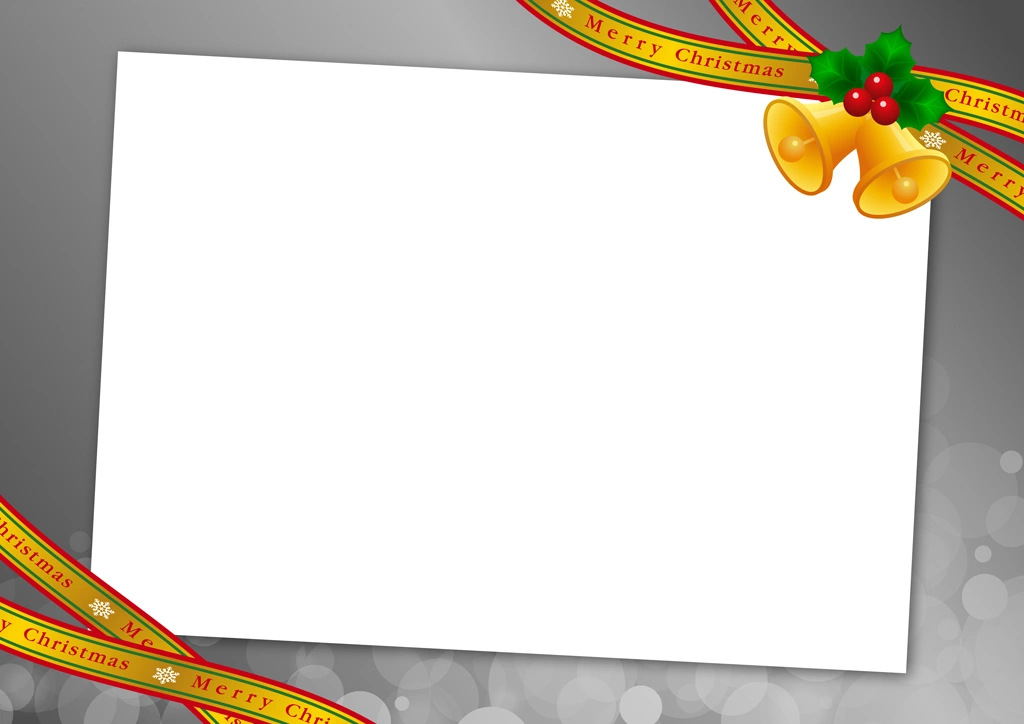 Set of 6 Bells and Holly Christmas Frame Background Illustrations and Vectors | Gray