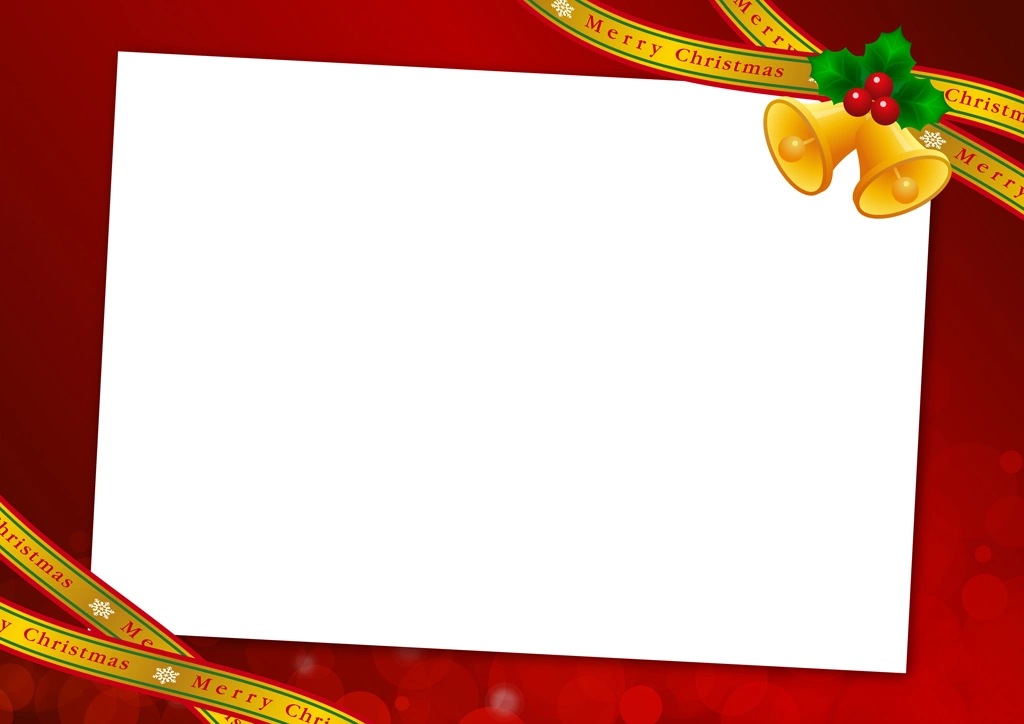 Set of 6 Bells and Holly Christmas Frame Background Illustrations and Vectors | Red