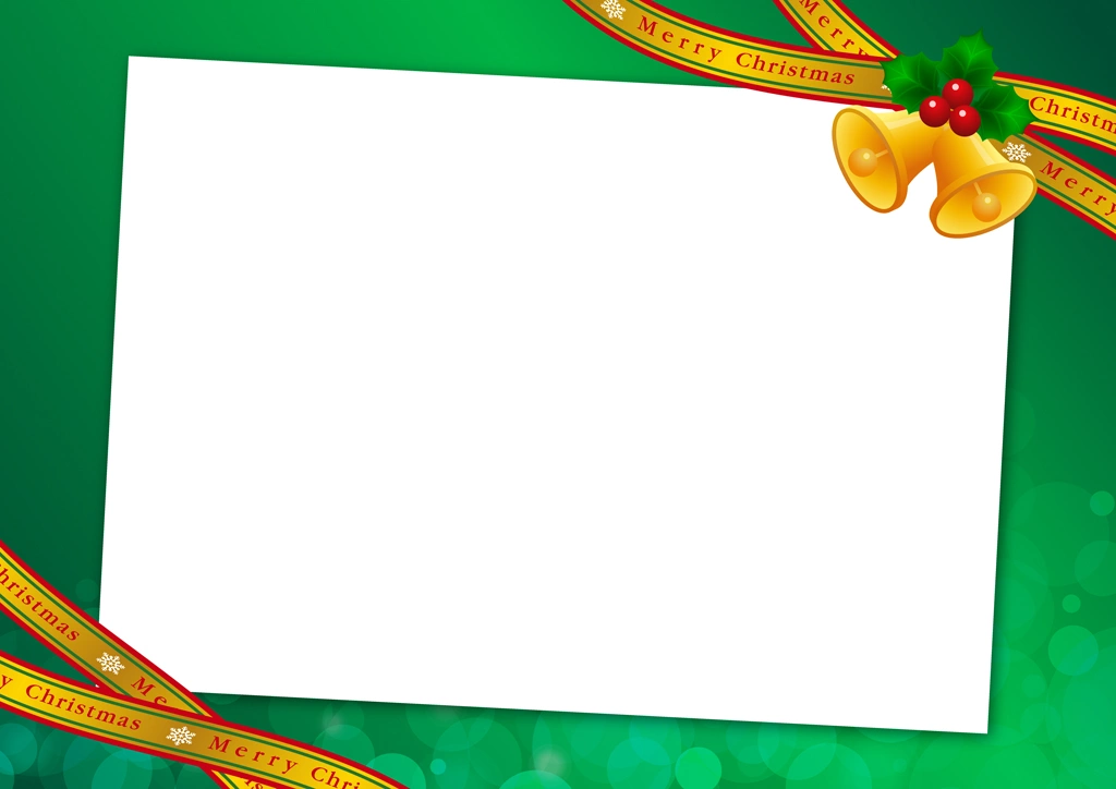 Set of 6 Bells and Holly Christmas Frame Background Illustrations and Vectors | Green