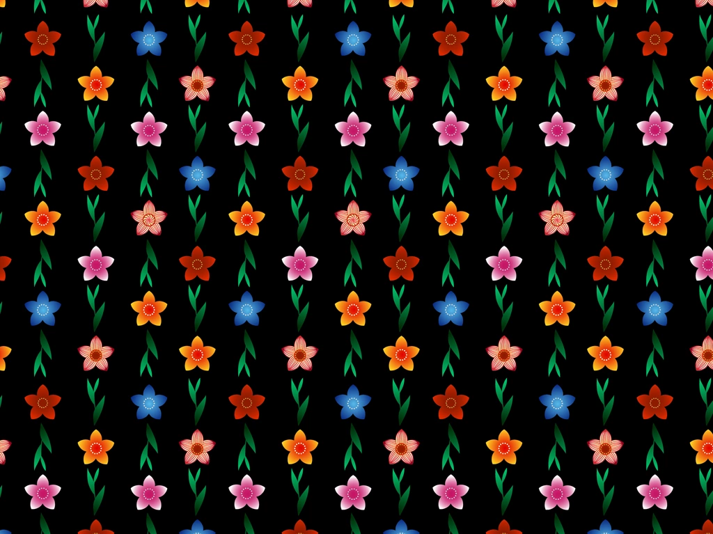 Set of 5 Flower and Leaf Pattern Background Illustrations and Vectors | Black