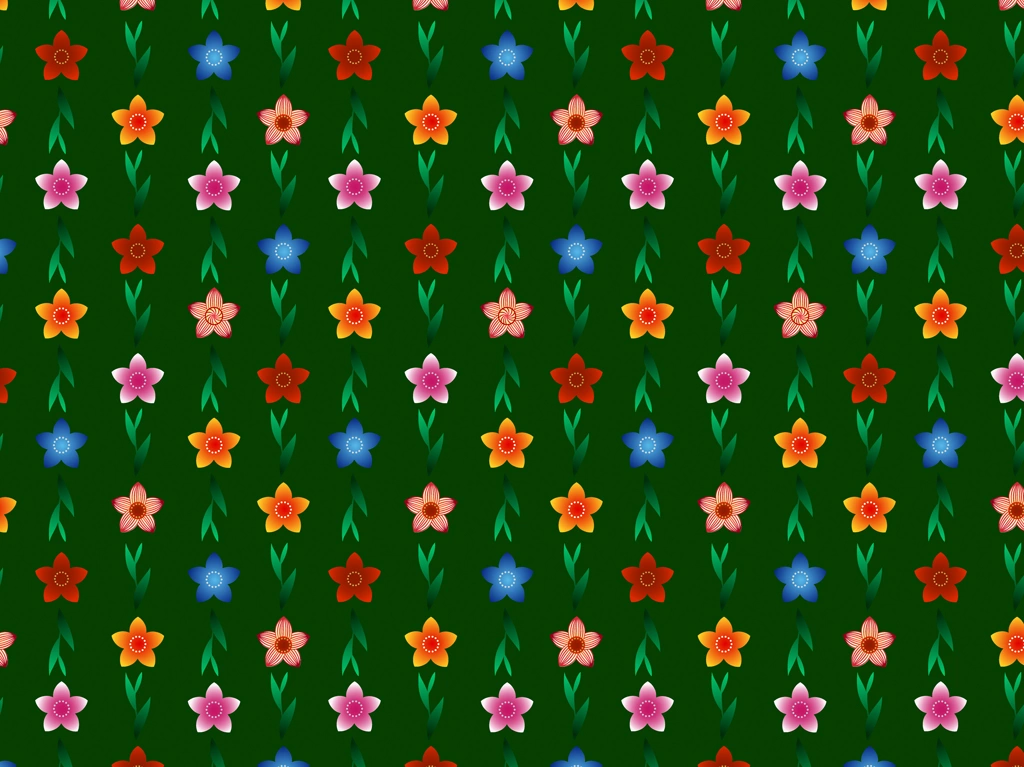 Set of 5 Flower and Leaf Pattern Background Illustrations and Vectors | Dark Green
