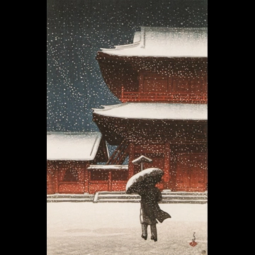 「雪の増上寺」 川瀬巴水 （1922年）