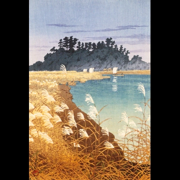 「市川の晩秋」 川瀬巴水 （1930年）
