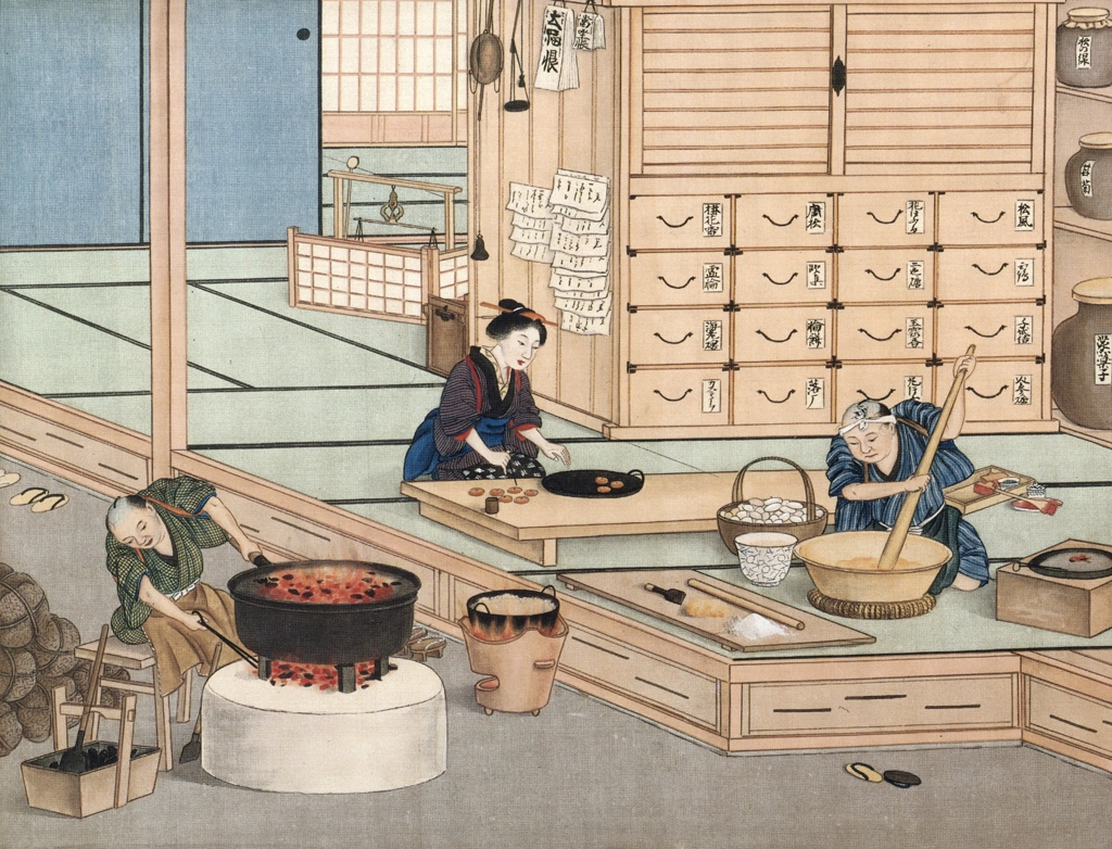 Confectionary by Workshop of Kawahara Keiga (circa 1809-1829) | from Ukiyo-e Masterpieces in European Collections: Bibliothèque nationale de France