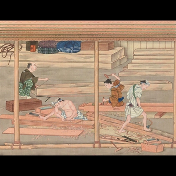 A Carpenter’s Workshop by Workshop of Kawahara Keiga (circa 1809-1829)