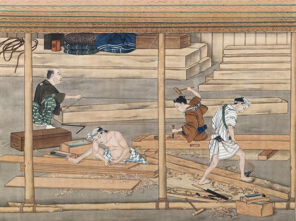 A Carpenter’s Workshop by Workshop of Kawahara Keiga (circa 1809-1829) | from Ukiyo-e Masterpieces in European Collections: Bibliothèque nationale de France