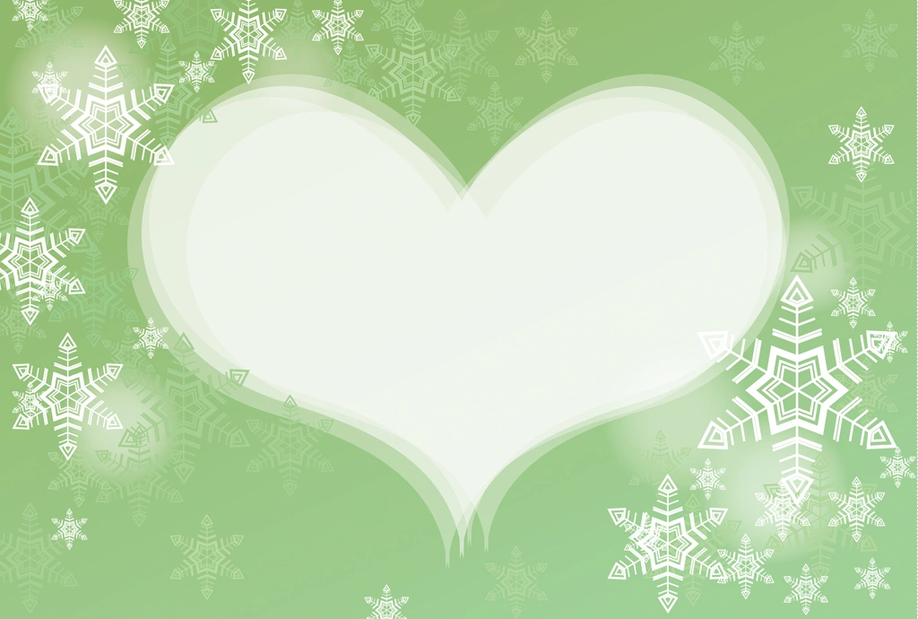 Set of 6 Snowflake and Heart Background Illustrations and Vectors | Green