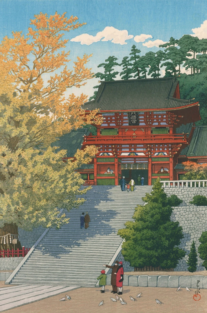 Tsurugaoka Hachimangū by Hasui Kawase (1931) | from Kawase Hasui Woodblock Print Collection 2