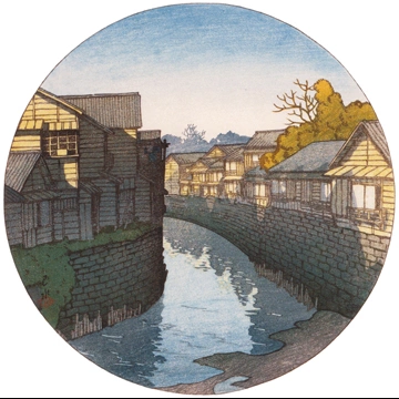 Twelve Months of Tokyo: Afternoon at Ninohashi Bridge in Azabu by Hasui Kawase (1921)