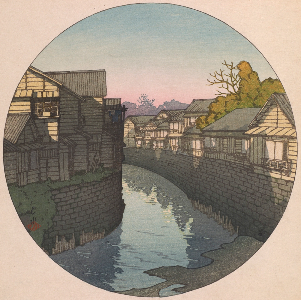 Twelve Months of Tokyo: Afternoon at Ninohashi Bridge in Azabu by Hasui Kawase (1921) | 2