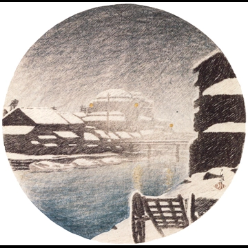 「東京十二ヶ月 三十間堀の暮雪」 川瀬巴水 （1920年）