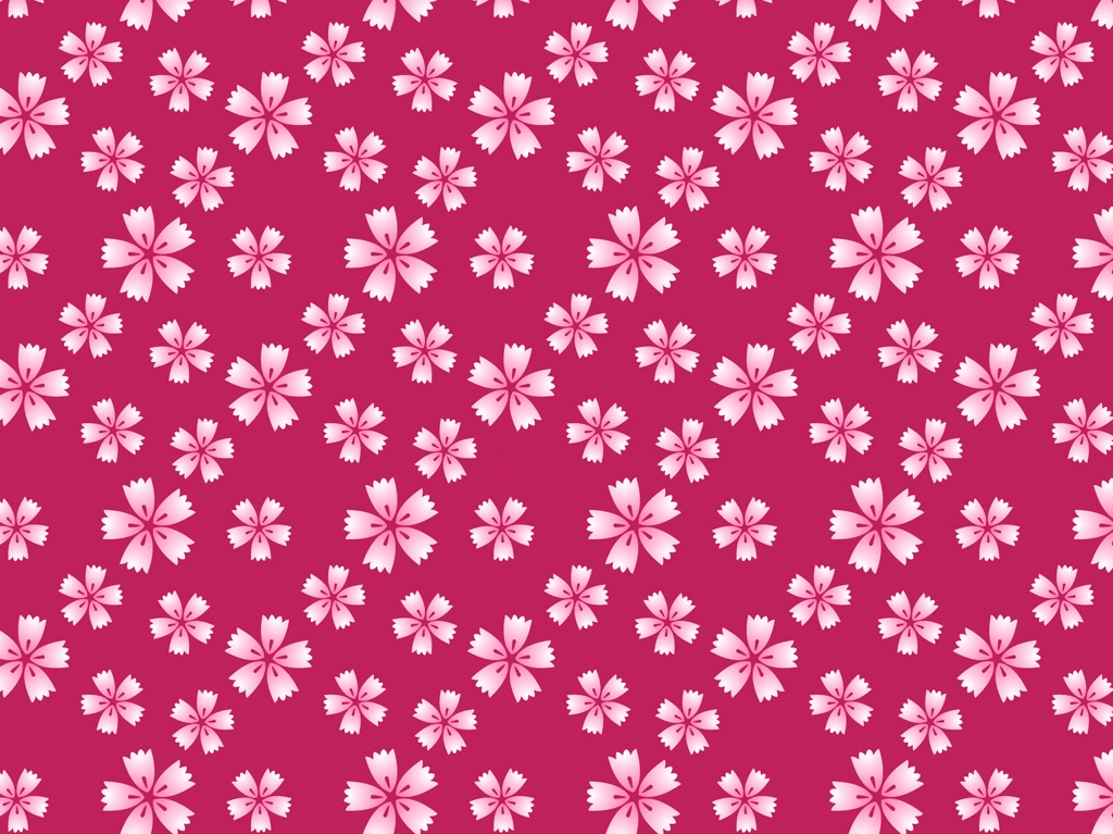 6種類の撫子の花柄模様の背景イラストとベクター | ピンク色