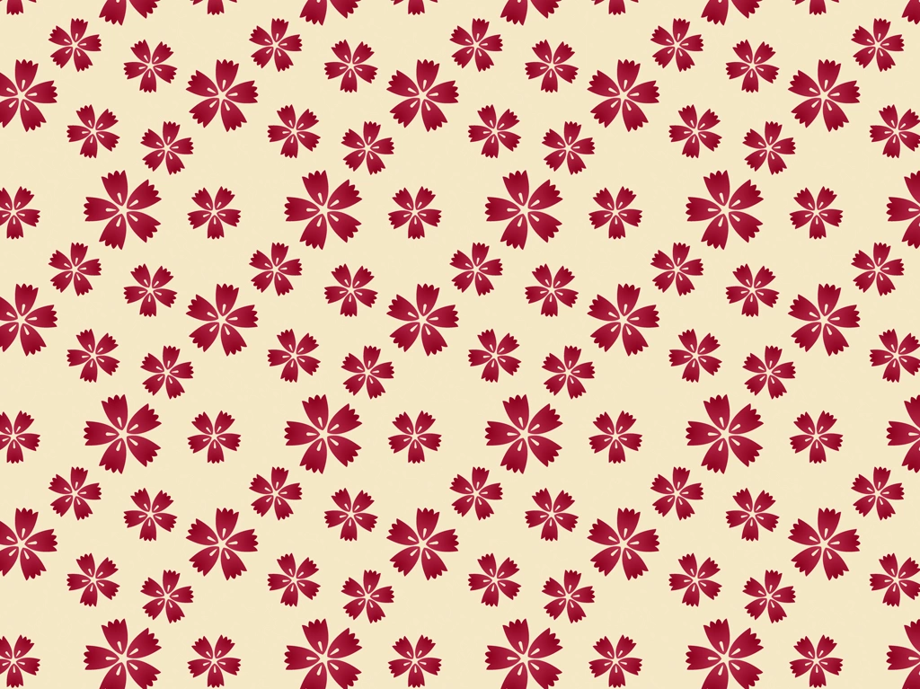 6種類の撫子の花柄模様の背景イラストとベクター | 赤色とベージュ色