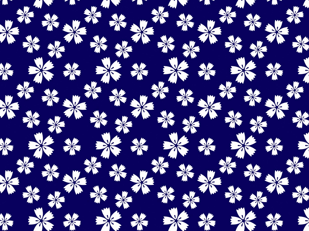 6種類の撫子の花柄模様の背景イラストとベクター | 白色と紺色