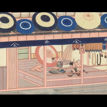 An Umbrella Shop by Workshop of Kawahara Keiga (circa 1809-1829)