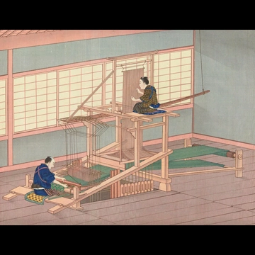 Weavers at Their Loom by Workshop of Kawahara Keiga (circa 1809-1829)