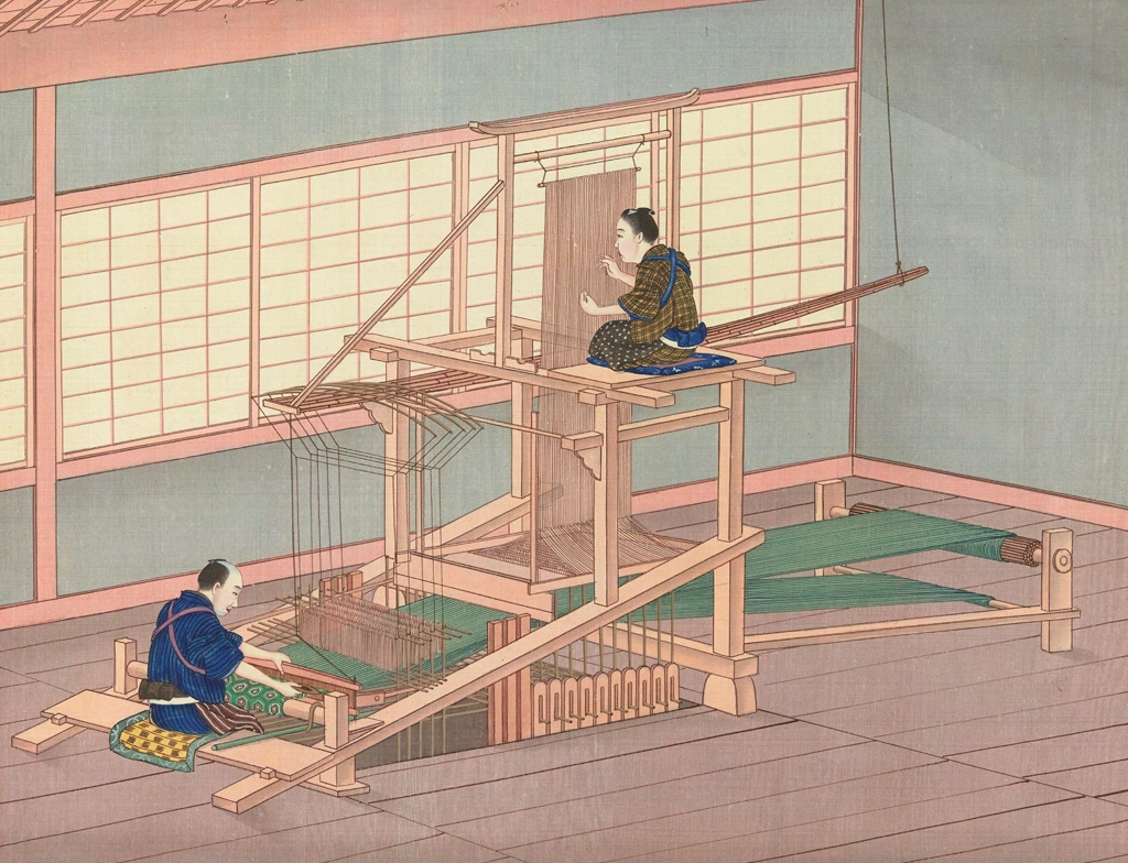 Weavers at Their Loom by Workshop of Kawahara Keiga (circa 1809-1829) | 1