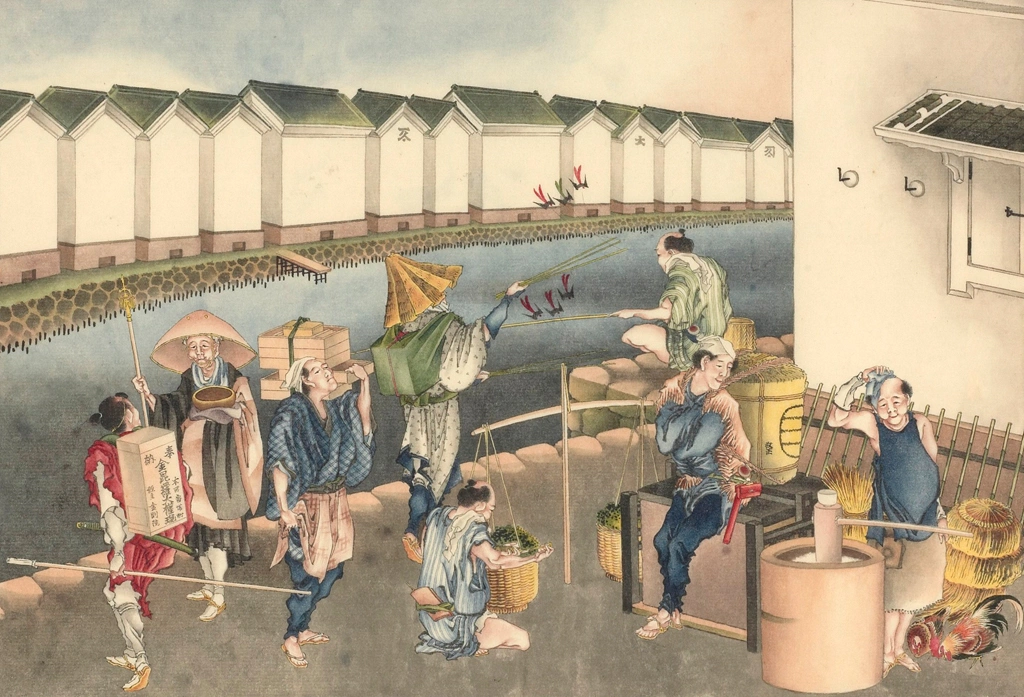 People of Various Professions at Nihon-bashi by Katsushika Hokusai (circa 1826) | 1