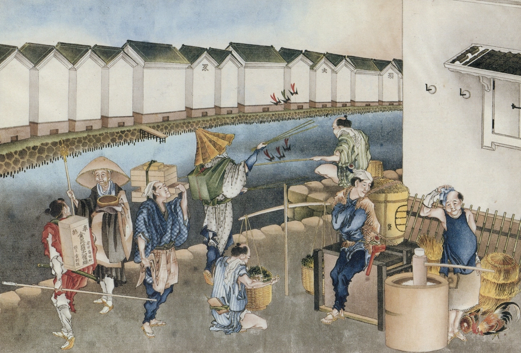 People of Various Professions at Nihon-bashi by Katsushika Hokusai (circa 1826) | from Ukiyo-e Masterpieces in European Collections: Bibliothèque nationale de France