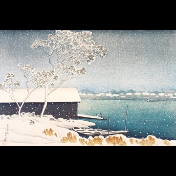 「東京十二題 雪の白ひげ」 川瀬巴水 （1920年）