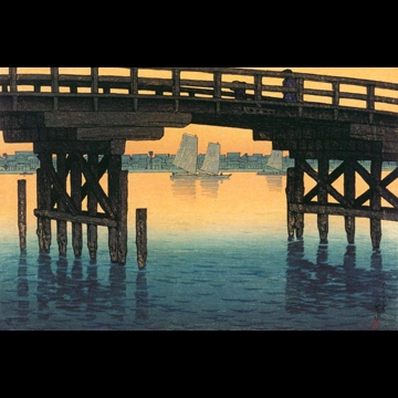 「東京十二題 深川上の橋」 川瀬巴水 （1920年）