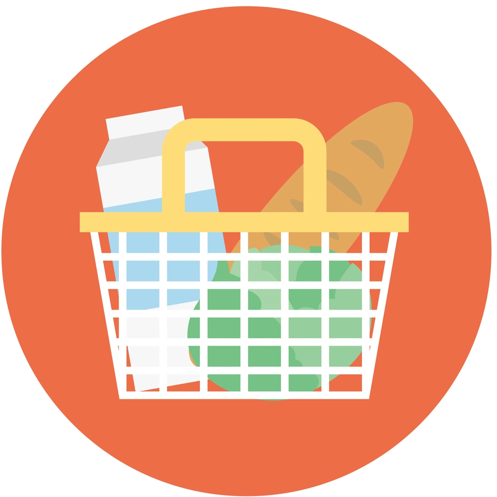 Set of 3 Shopping Basket Icon Illustrations and Vectors | Shopping Basket Circular Icon