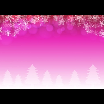 6種類の雪の結晶と冬の木々の背景イラストとベクター