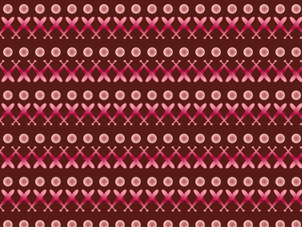5種類のボールとバットの野球柄の背景イラストとベクター | 赤色