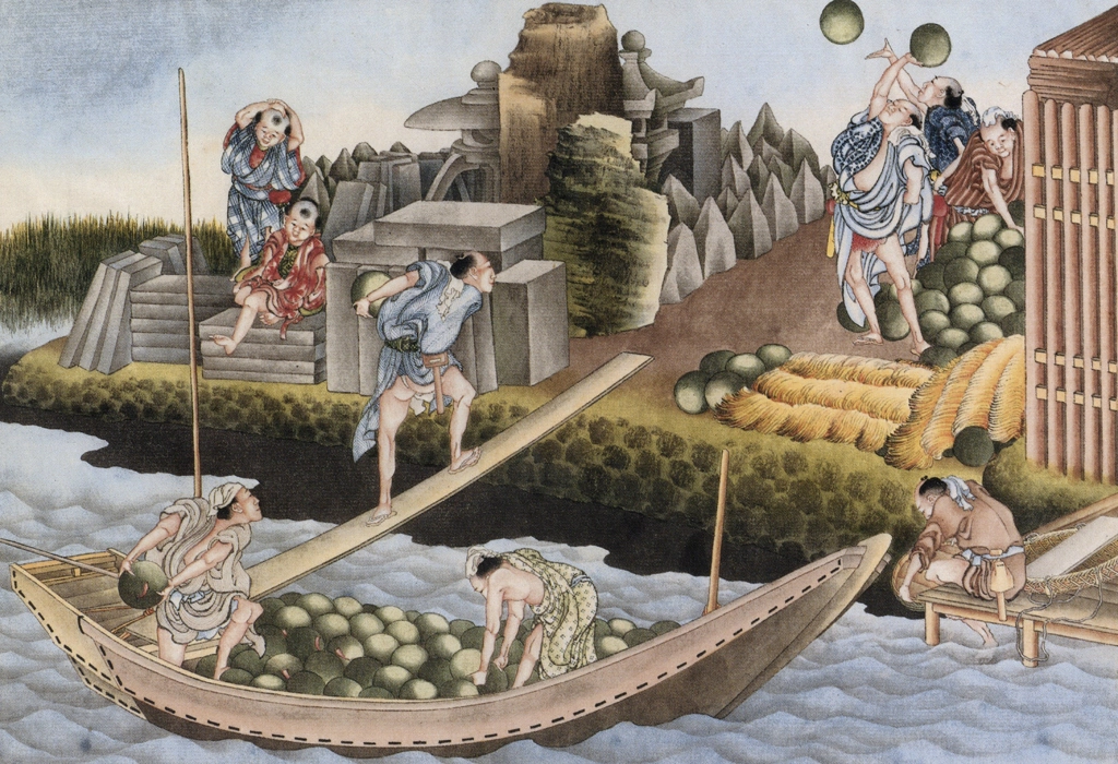 Unloading Watermelons by Katsushika Hokusai (circa 1826) | from Ukiyo-e Masterpieces in European Collections: Bibliothèque nationale de France
