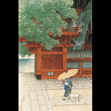 「東京十二題 五月雨ふる山王」 川瀬巴水 （1919年）