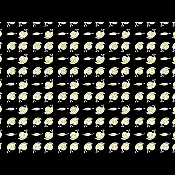 5種類のかたつむりと葉っぱのパターン背景イラストとベクター