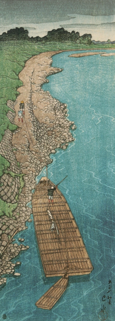 「曇り日の矢口」 川瀬巴水 （1919年） | 川瀬巴水作品集より