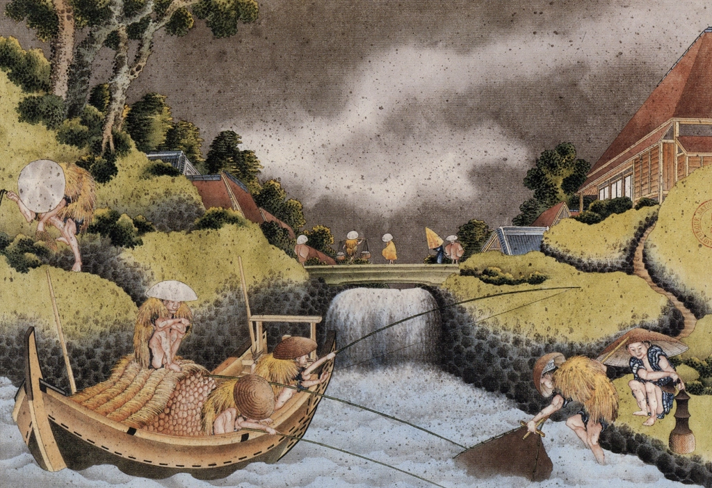 Fishing in the Rain by Katsushika Hokusai (circa 1826) | from Ukiyo-e Masterpieces in European Collections: Bibliothèque nationale de France