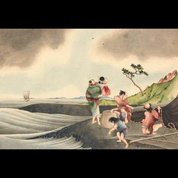 「雨中の漁」 葛飾北斎 （1826年頃）