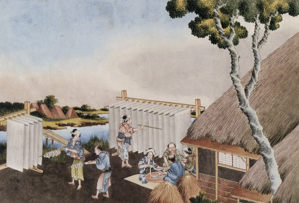 「洗張り」 葛飾北斎 （1826年頃） | 秘蔵浮世絵大観 8 パリ国立図書館より