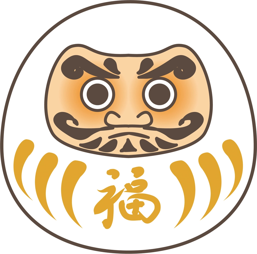 4種類のだるまのイラストとベクター | 白色のだるま