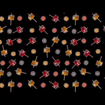 5種類の糸と糸巻き柄の背景イラストとベクター