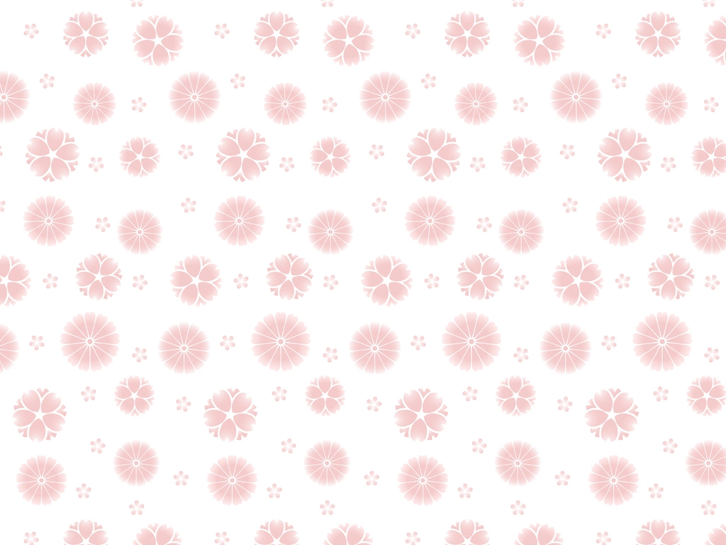 6種類の桜と菊の花柄背景イラストとベクター | ピンク色と白色