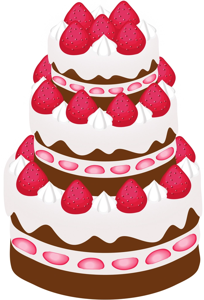 3種類の3段ケーキのイラストとベクター | チョコレートケーキ